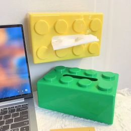 Creative Building Blocks with Spring Wall-mounted Perforation-free Paper Holder Bathroom Face Towel Boxes Block Cube Tissue Box