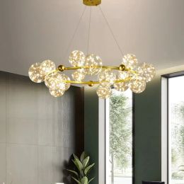 Nordic Sky Star Chandelier Modern Simple Living Room Bedroom Restaurant Household Light Luxury LED Gold Magic Bean Bubble Lamp