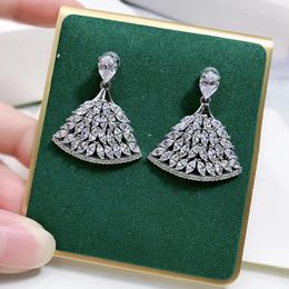 Dangle Earrings Luxury 925 Sterling Silver Lab Sapphire High Carbon Diamonds Gemstone Wedding Engagement Oval Fine Jewellery