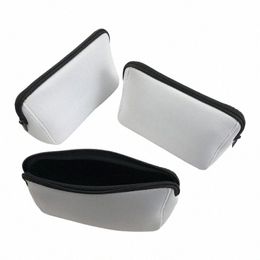 dhl50pcs Sublimati DIY White Blank Neoprene Waterproof Large Capacity Cosmetic Bags n2NT#