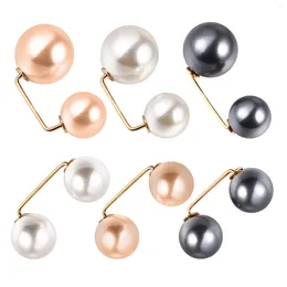 Brooches 6pcs Pearl Brooch Sweater Shawl Scarf Cloak Pin Neckline Safety Lapel Buckle For Lady Collar Skirt ( Random Style