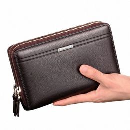 men Wallets with Coin Pocket Lg Zipper Coin Purse for Men Busin Male Wallet Double Zipper Vintage Large Wallet Purse K8VG#