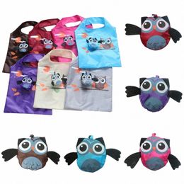 cute Animal Owl Shape Folding Shop Bag Eco Friendly Ladies Gift Foldable Reusable Tote Bag Portable Travel Shoulder Bag 22cV#