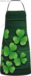 Aprons St.Patricks Day Flowers Rainbow Floral Waterproof Apron for Kitchen Gift Y240401