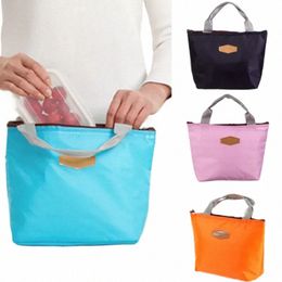 lunch Box Cam Picnic Lunch Bag Solid Colour Portable Insulated Refrigerated Bag Cold Food Cooler Thermal Bag Handbag Hot p19s#