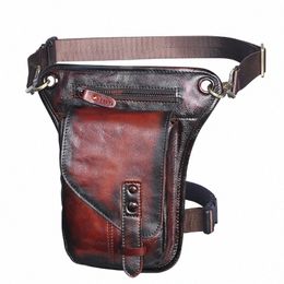 soft Original Leather Design Shoulder Sling Bag Travel Fanny Waist Belt Pack Leg Thigh Drop Bag Phe Pouch For Men Male 211-6 i6Ym#