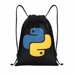pyth Drawstring Backpack Sports Gym Bag for Men Women Programming Code Shop Sackpack D1fN#