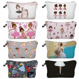 ballet Art Girl Fi Printed Cosmetic Bags Toiletries Organizer School Daily Pencil CasesOutdoor Practical Makeup Bag Female 989h#