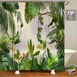 Shower Curtains 3D Tropical Plants Palm Leaves Printed Bathroom Curtain Polyester Waterproof Bath Home Decorate With Hook