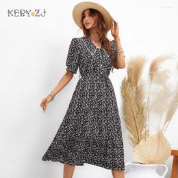 Party Dresses KEBY ZJ Summer Dress Women Casual Clothing Short Sleeve Print Midi Urban Office Elegant Floral Long Female