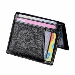 super Slim Soft Wallet 100% Genuine Leather Mini Credit Card Wallet Purse Card Holders Men Wallet Thin Small 08de#