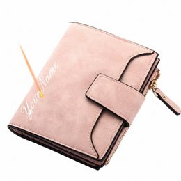 2022 Fi Women Wallets Free Name Engraving New Small Wallets Zipper PU Leather Quality Female Purse Card Holder Wallet H9EJ#