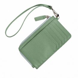 japan Korean Style Simple Ultra Thin Women Wrist Handle Wallet 100% Natural Cow Leather Ladies Mey Pocket Pouch Card Holders W0NT#