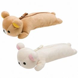 kawaii Rilakkuma Plush Pencil Cases for Girls Kids School Korilakkuma Bear Anime Cute Pencil Case Pouch Organiser Pen Bag 76pF#