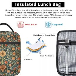 Holland Park William Morris Carpet Insulated Lunch Bag Floral Pattern Portable Thermal Cooler Food Lunch Box Work School Travel
