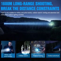 Trustfire T90R Hunting Flashlight Powerful 4800Lumen 1600Meter Led Torch High Power USB C Rechargeable Military Lamp Self-Defens
