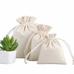 1pc High Quality Natural Linen Storage Drawstring Bags Christmas Gift Package Small Pouch Home Organize Cott Sacks v9al#