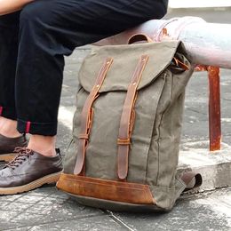 Backpack Canvas Mountaineering Hiking Bags Stitch Rucksack Bag Waterproof For Men Travel Laptop