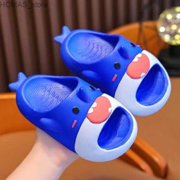 home shoes New Summer Cute Cartoon Shark Design Children Slippers Non-slip Platform Slides Sandals For Boys Girl Home Flip Flops Kids Shoes Y240403