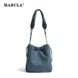 Evening Bags MABULA Drawstring Denim Shoulder Bucket Phone Purse Simple Eco Small Hobo Handbag Fashion Women Basket Shopper Bag