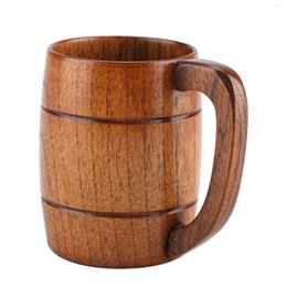 Mugs Wooden Beer Cup Retro Large Capacity Tea Water Classic Wood Drinking Mug With Handle For Home Bar Club Restaurant El