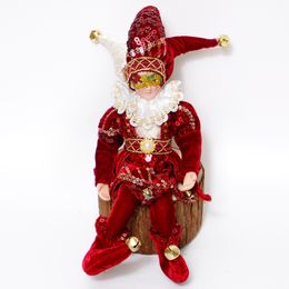 Christmas Decor Handmade New Year Decor Hanging Sitting Elf Toy Plush Toy Christmas Tree Hanging Ornament Xmas Gifts