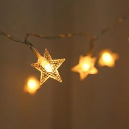 Star String Lights Curtain Garland Fairy Lights Battery Powered 1.5/3/6M Outdoor Garden Lamp for Wedding Christmas Tree Decor