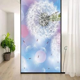 Window Stickers PVC Privacy Film Dandelion Pattern No Glue Static Electricity Glass Door Flim Frosted Sun Blocking Windows Sticker