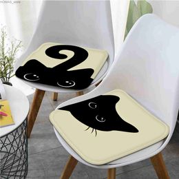 Cushion/Decorative Pillow Black White Cats European Seat Cushion Office Dining Stool Pad Sponge Sofa Mat Non-Slip Outdoor Garden Cushions Y240401