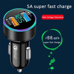 Dual USB Car Charger LED Digital Charger Aluminum Car Cigarette Lighter USB Fast Charging Mobile Phone Charger Car Accessories