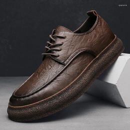 Casual Shoes Men's Oxfords Lace Up Formal Genuine Leather Breathable Fashion Round Toe Men Sneakers