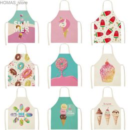 Aprons Ice Cream Women Kitchen Aprons Waterproof Barber Apron Cooking Oil-proof Cotton Linen Antifouling Chef Apron Unicorn Apron Kid Y240401