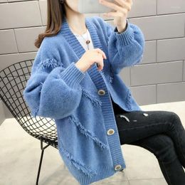 Women's Jackets Cardigan Female 2024 Est Fashion Spring Autumn Loose Knitwear Plus Size Sweater Casual Pull Femme V50