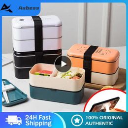 Dinnerware Bento Box 346g Easy To Clean Simple Shape Double Layer Capacity Lattice Placement Home Supplies Lunch With Straps Opp Bag