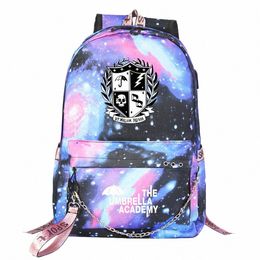 new Umbrella Academy Boys Girls Kids School Book Bags Women USB Chain Backpack Canvas Men Travel Laptop Bagpack Packsack H0sC#