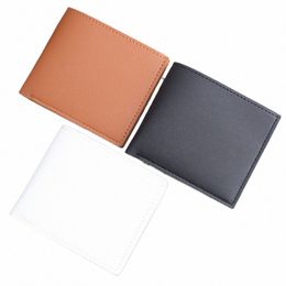 fi Men Short PU Leather Wallet Simple Solid Color Thin Male Credit Card Holder Small Mey Purses Busin Foldable Wallet r9E8#