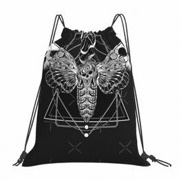 surreal Death Moth Drawstring Bags Backpacks Shoes Bag Sports Bag Fabric Pouch School Backpack j8zL#