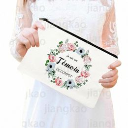 temoin Fr French Printed Women Make Up Bag Bridesmaid Cosmetic Case Travel Toiletries Organiser Wedding Gifts for Witn d9b3#