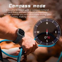 Military Outdoor Men Smart Watch For Android iOS Smartwatch 2023 Compass Altitude GPS Track AI Voice 100+Sports Modes 650mAh