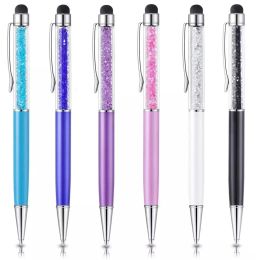 50pcs/Lot Touch Crystal Metal Ballpoint Pen Custom Logo Advertising Pen Writing Stationery Office Gift Pen School Free Engraved