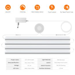 Penetrable Wood Tube LED Light Bar 12V Led Lamp Hand Sweep Sensor Touch Switch for Kitchen Bedroom Dimmable Smart Night Lights