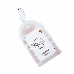 korea 3 Inch Acrylic Card Holder Kpop Photocard Case with Keychain Key Ring Idol Photo Sleeves Carto Puppy Bus Card Protector H9Jf#
