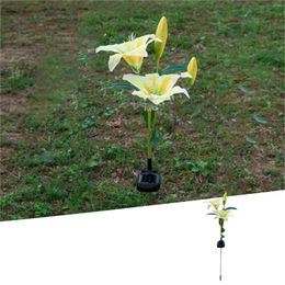 Decorative Flowers Lamp 1 Outdoor Stake Solar Light Head Garden Artificial Flower Foam For