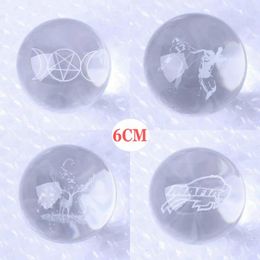 Decorative Figurines 3D Laser Engraving Pattern Crystal Divination Ball Transparent Glass Handicraft Sphere Ornament