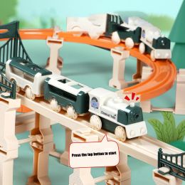 DIY Electric Assembly Rail Car Toy Set Puzzle Versatile Block Assembly Small Train Track Educational Toy for Children