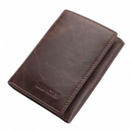 jinbaolai Genuine Cow Leather Men Wallets Card Holder Note Compartment Short Wallets Vintage Brand High Quality Purses For Male c7w9#