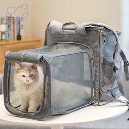 Cat Carriers Cats Dogs Carry Backpack Outdoor Travel Breathable Expandable Collapsible Pet Tote With Comfortable Shoulder Straps Accessories