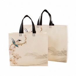 n-woven Shop Bag Eco Bag Large Capacity Portable Storage Pouch Fr Bird Print Handbag Reusable Foldable Shoulder Bag F01N#