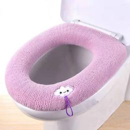 Toilet Seat Covers Thicker Knitted Cushion Washable Warm With Handle Cover Reusable Soft Pad Winter