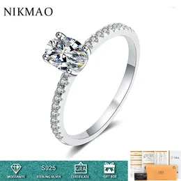 Cluster Rings 1ct-2ct D Colour VVS1 Trendy Moissanite Ring For Women 925 Sterling Silve Engagement Wedding Fine Jewellery Anniversary Gifts